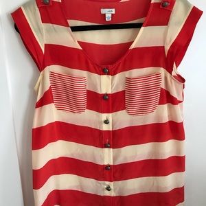 Anthropologie Womens Stripe silk top